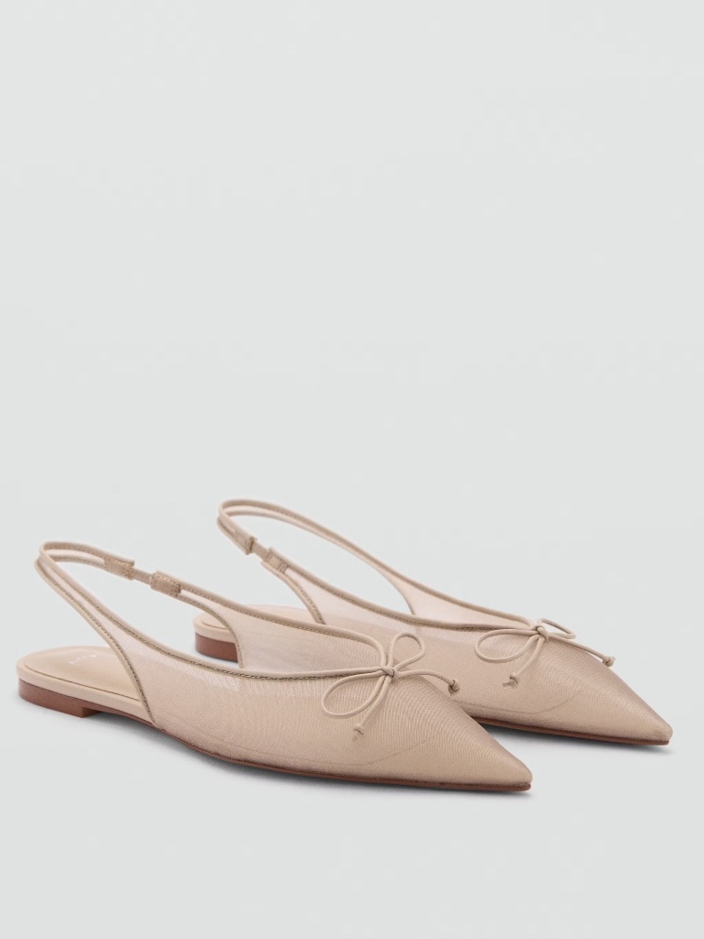 Mango pointy ballet flats with bow (US 8/EUR 39)
